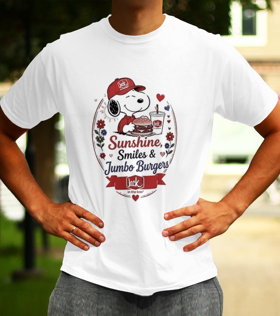 Peanuts Snoopy Sunshine Smiles Jumbo Burgers Collaboration With Jack In The Box T-Shirt
