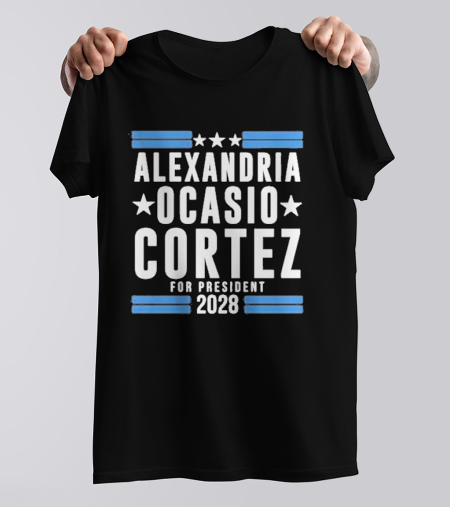 Alexandria Ocasio Cortez For President 2028 Stars Stripes Campaign T-Shirt