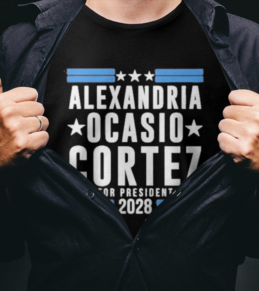 Alexandria Ocasio Cortez For President 2028 Stars Stripes Campaign T-Shirt