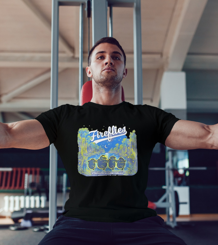Fireflies Bellevue College Strength In Every Spark Under Night Sky T-Shirt