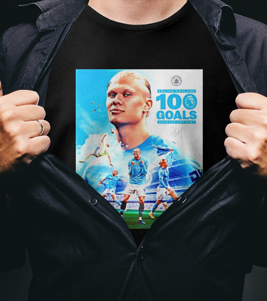 Erling Haaland 100 Goals Premier League 2022 2023 Present T-Shirt
