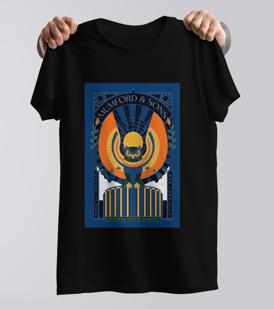 Mumford & Sons New York City August 12 2026 Madison Square Garden Owl T-Shirt