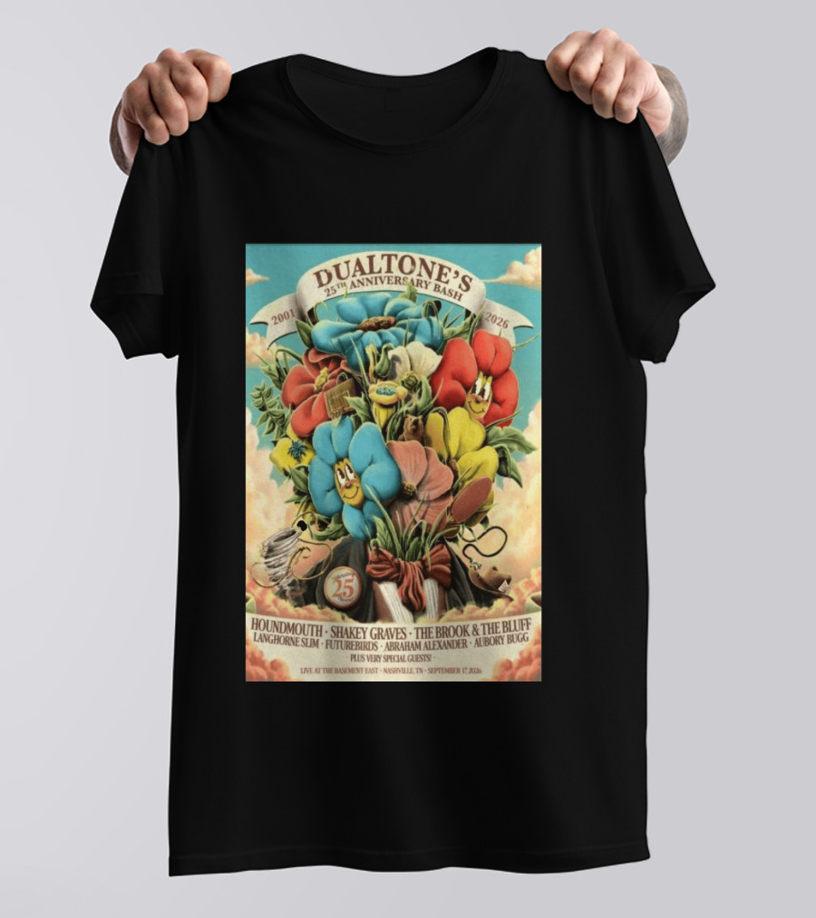 Dualtone's 25th Anniversary Bash September 17, 2026 Nashville Featuring Shakey Graves And The Brook & The Bluff T-Shirt