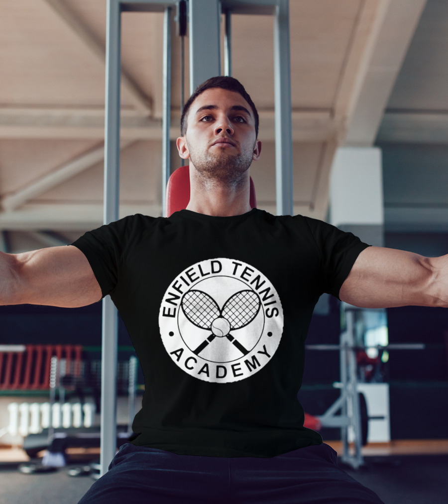 Enfield Tennis Academy Sports Club Circle Badge With Crossed Racquets T-Shirt
