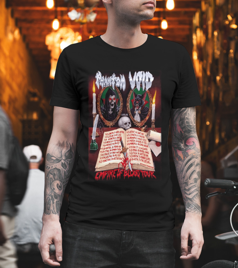 Phantom VOID 2026 Empire Of Blood Tour Dates And Locations Featuring Vampire Imagery And Candles T-Shirt