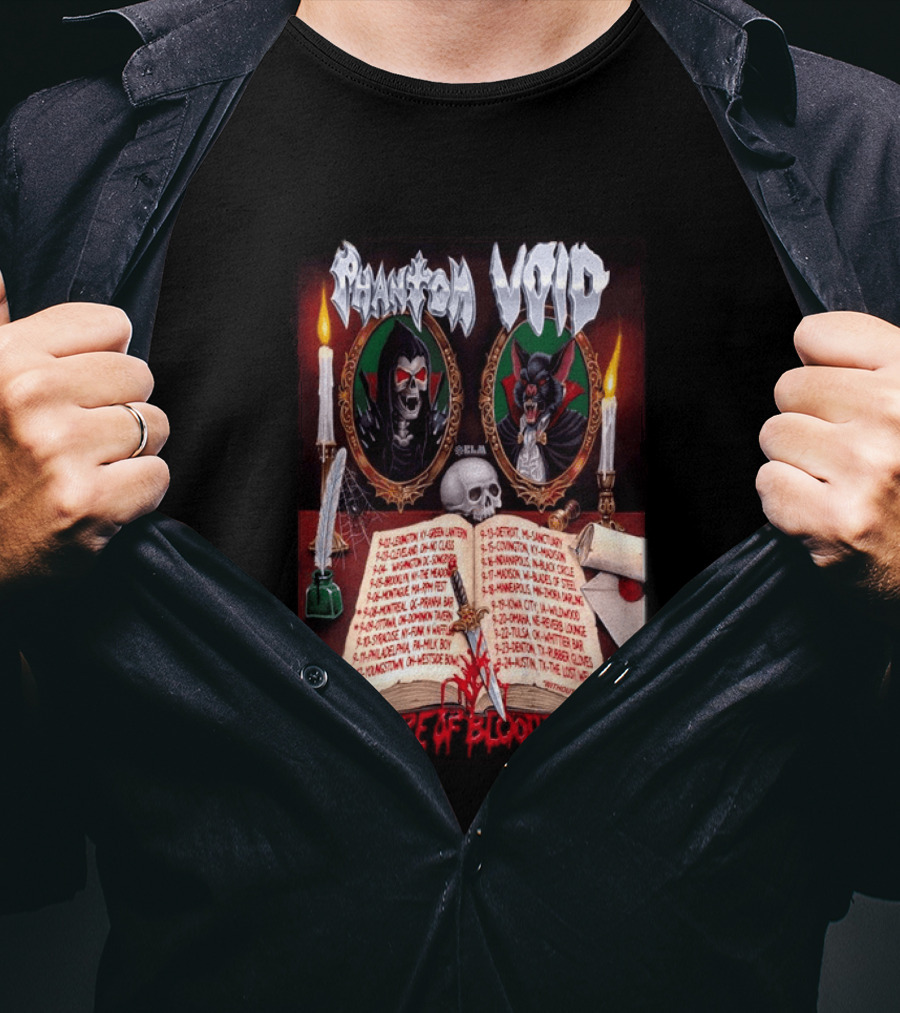 Phantom VOID 2026 Empire Of Blood Tour Dates And Locations Featuring Vampire Imagery And Candles T-Shirt