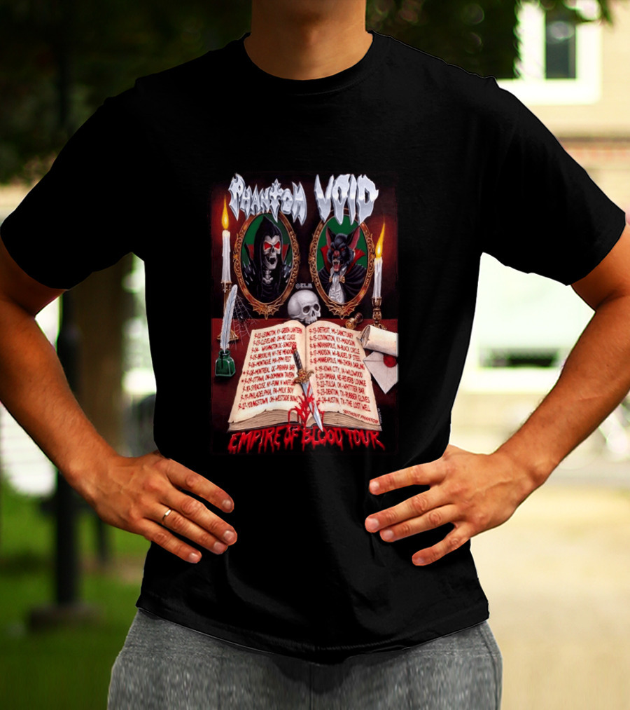 Phantom VOID 2026 Empire Of Blood Tour Dates And Locations Featuring Vampire Imagery And Candles T-Shirt