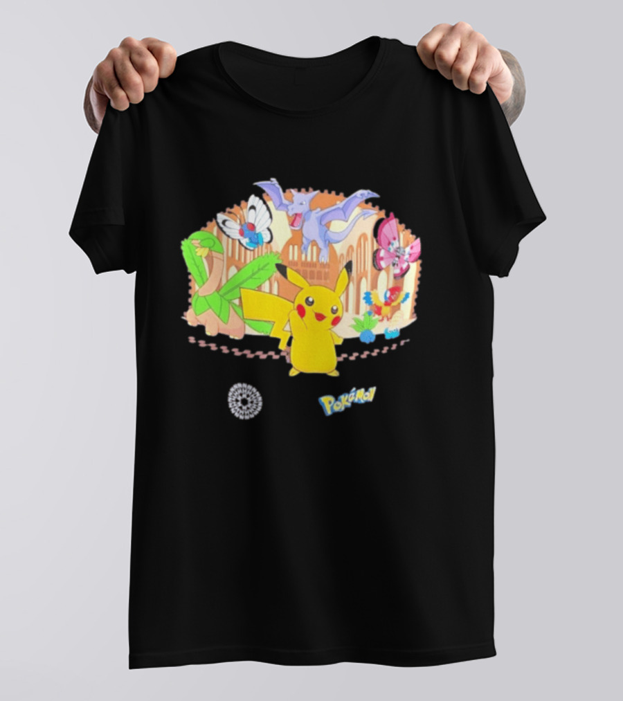 Pokecology Pikachu Aerodactyl Butterfree Vivillon Lileep Natural History Museum Collaboration T-Shirt