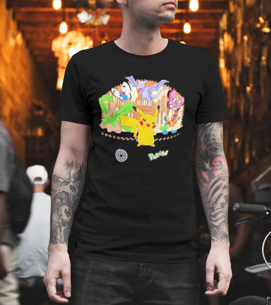 Pokecology Pikachu Aerodactyl Butterfree Vivillon Lileep Natural History Museum Collaboration T-Shirt