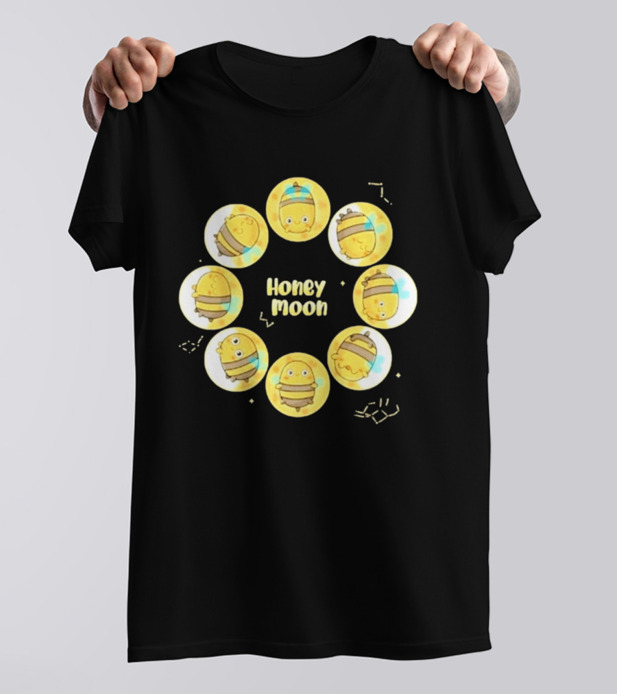 Honey Moon Bee Phases Cute Cartoon Bees In Lunar Cycle T-Shirt