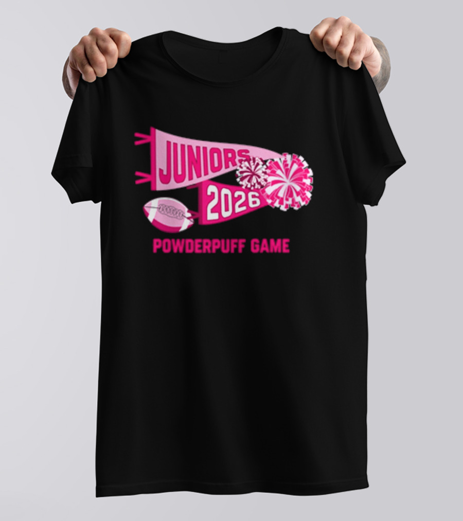 Juniors 2026 Powderpuff Game Pom Poms And Football T-Shirt