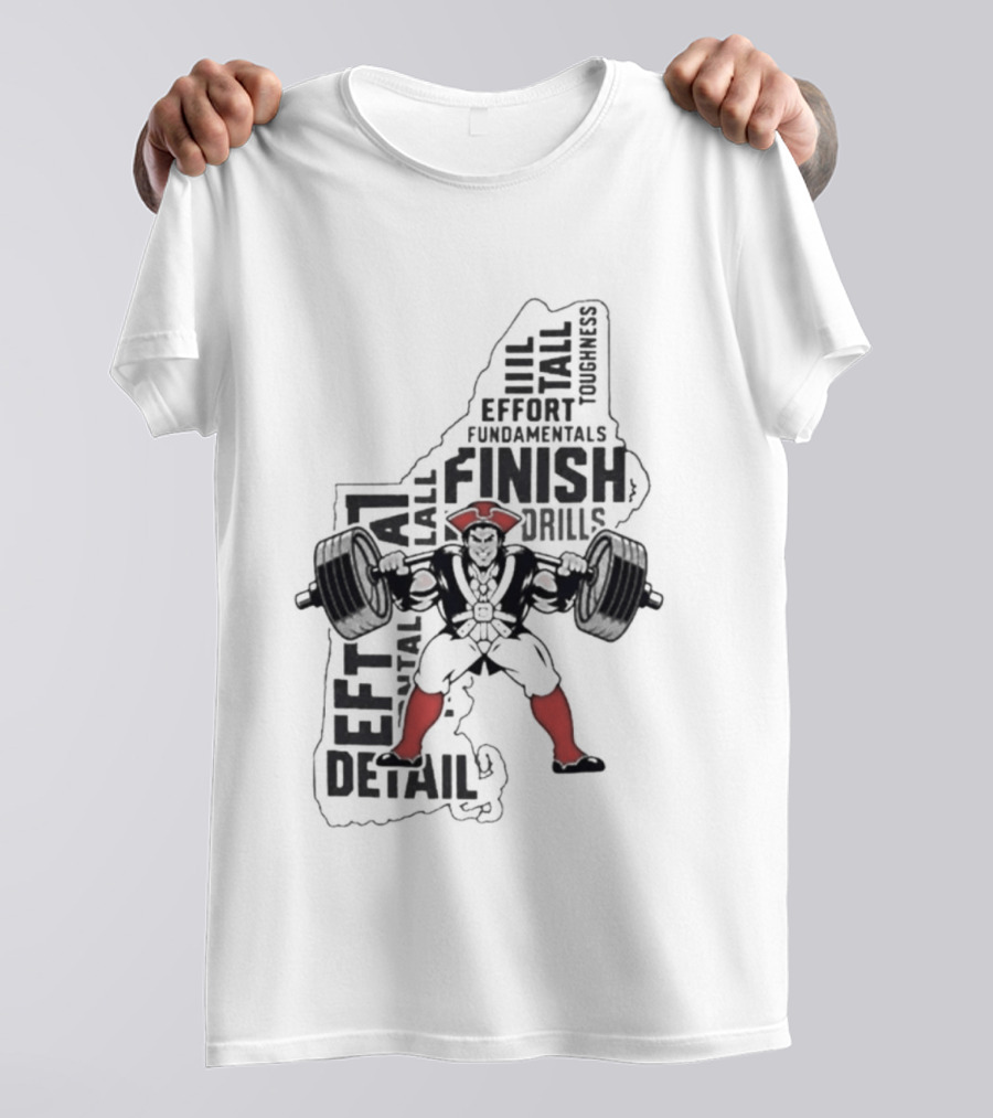 Pat Patriot Colonial Barbell Finish Drill Effort Detail T-Shirt