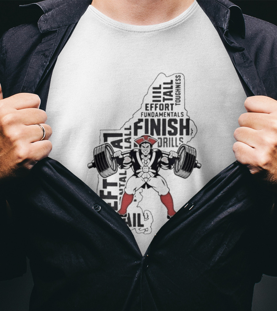 Pat Patriot Colonial Barbell Finish Drill Effort Detail T-Shirt