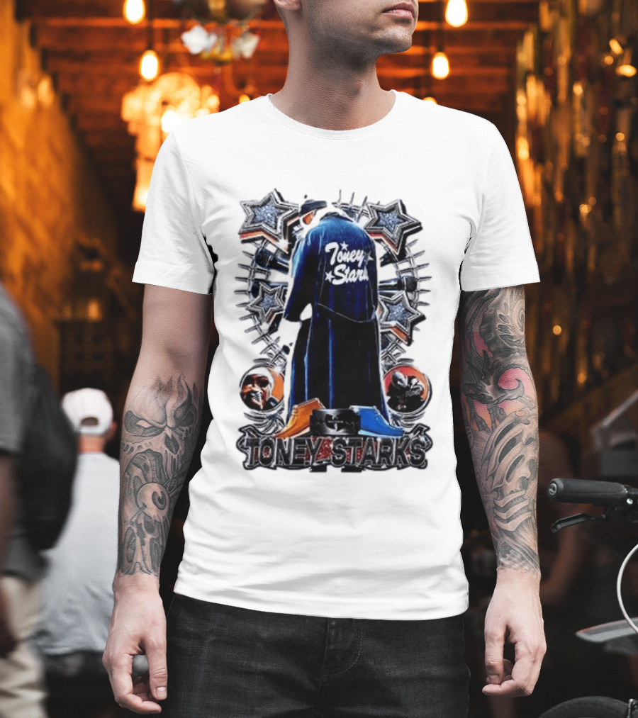 Toney Starks Blue Coat Star Motif Back Cover Art With Big Pun T-Shirt