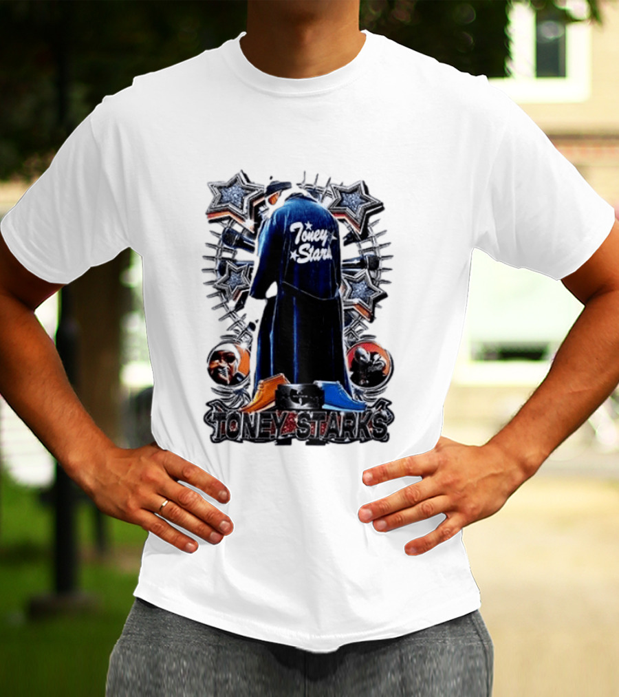 Toney Starks Blue Coat Star Motif Back Cover Art With Big Pun T-Shirt