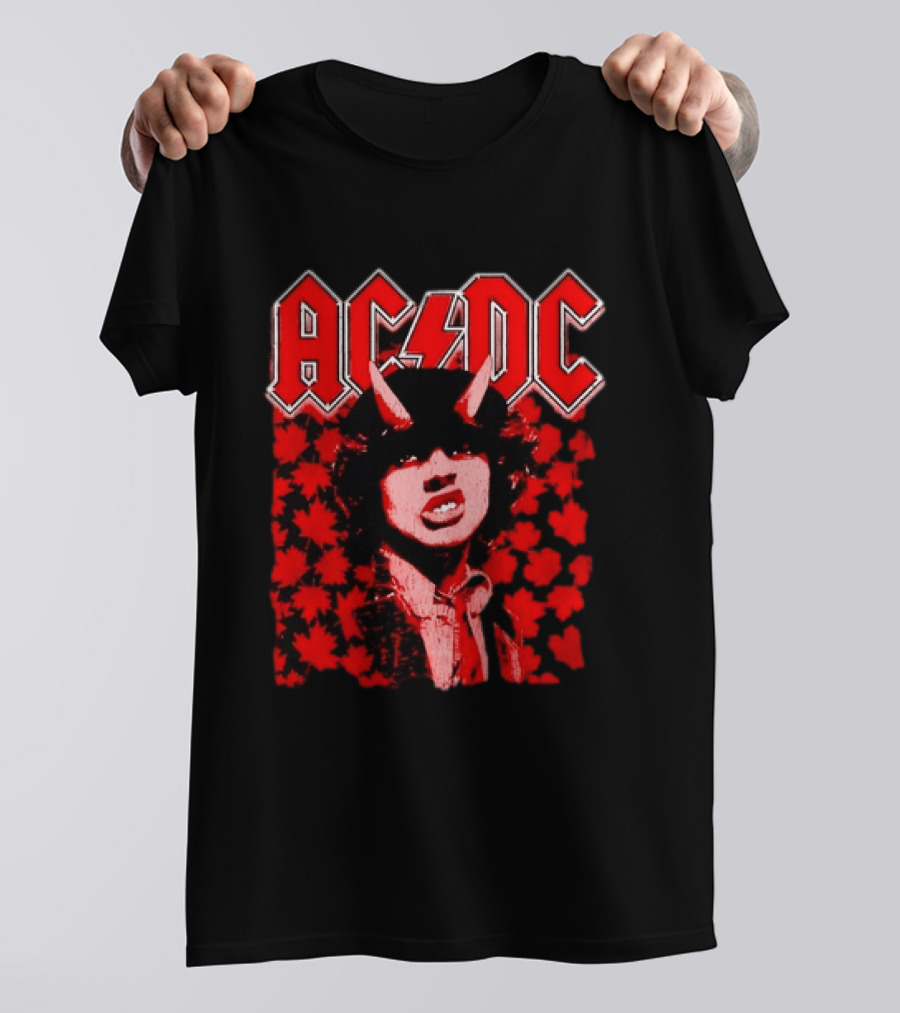 AC DC Pwr Up Canada 2026 Tour Rock Band Maple Leaf T-Shirt