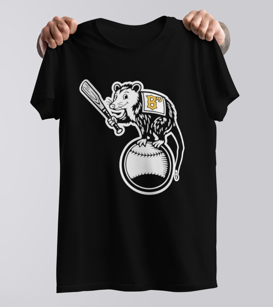B's Baseball Opossum Batting On Ball T-Shirt