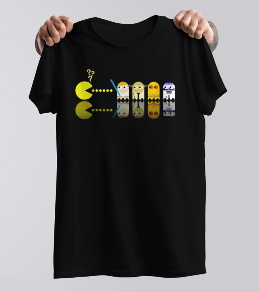 Pac Man Star Wars Crossover Luke Skywalker Yoda R2D2 T-Shirt