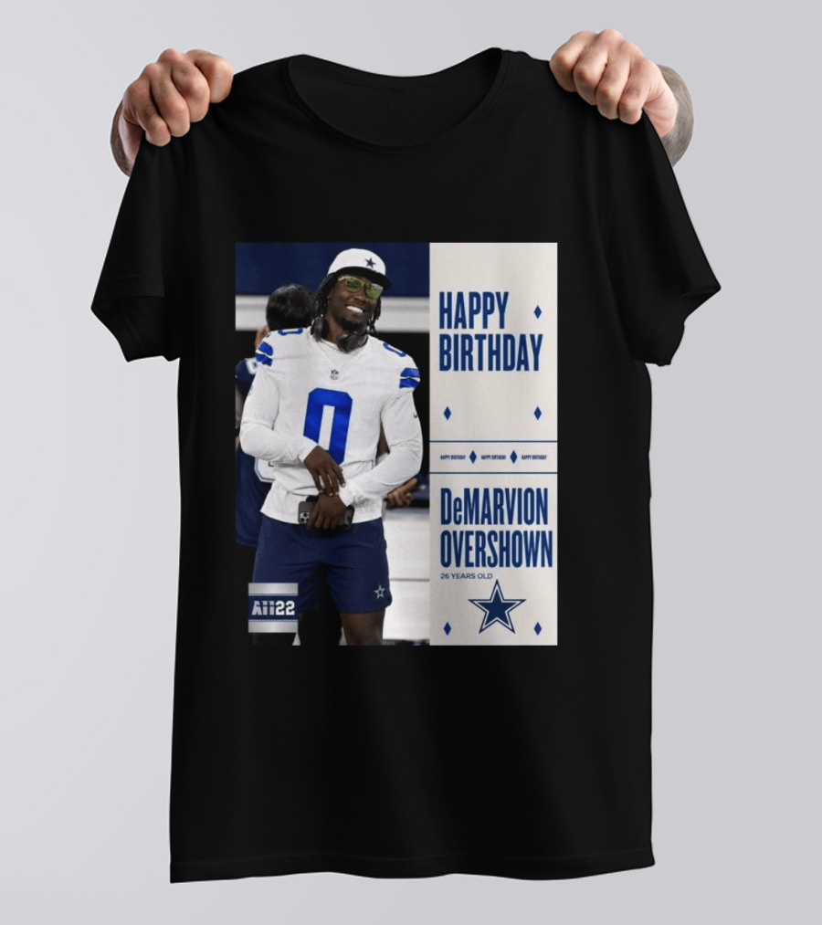 Happy Birthday DeMarvion Overshown 26 Years Old Dallas Cowboys Linebacker Celebration T-Shirt