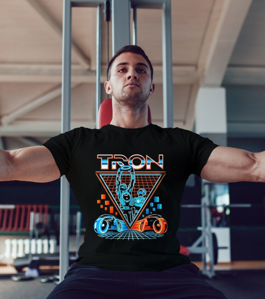 Tron Light Cycle Grid Sci Fi 80s Movie Characters And Iconic Vehicles T-Shirt