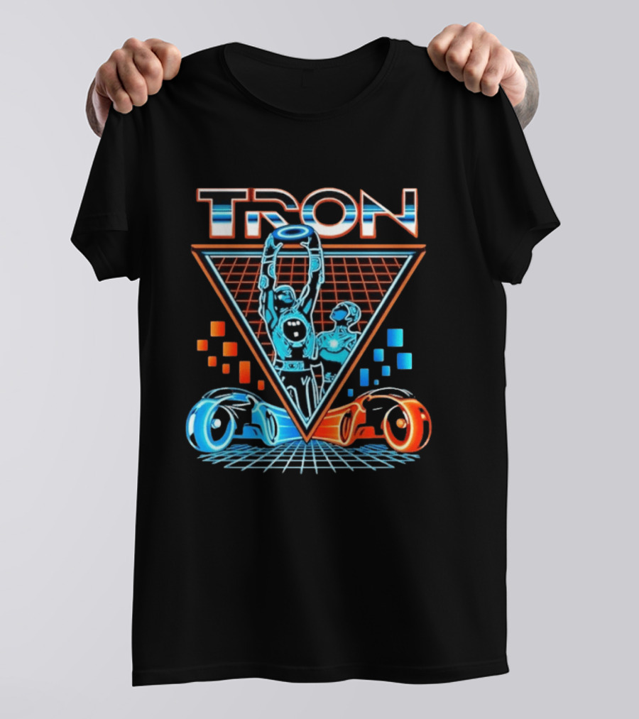 Tron Light Cycle Grid Sci Fi 80s Movie Characters And Iconic Vehicles T-Shirt
