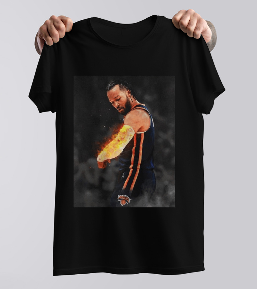 Happy International Lefthanders Day Jalen Brunson Knicks Player Flaming Arm T-Shirt
