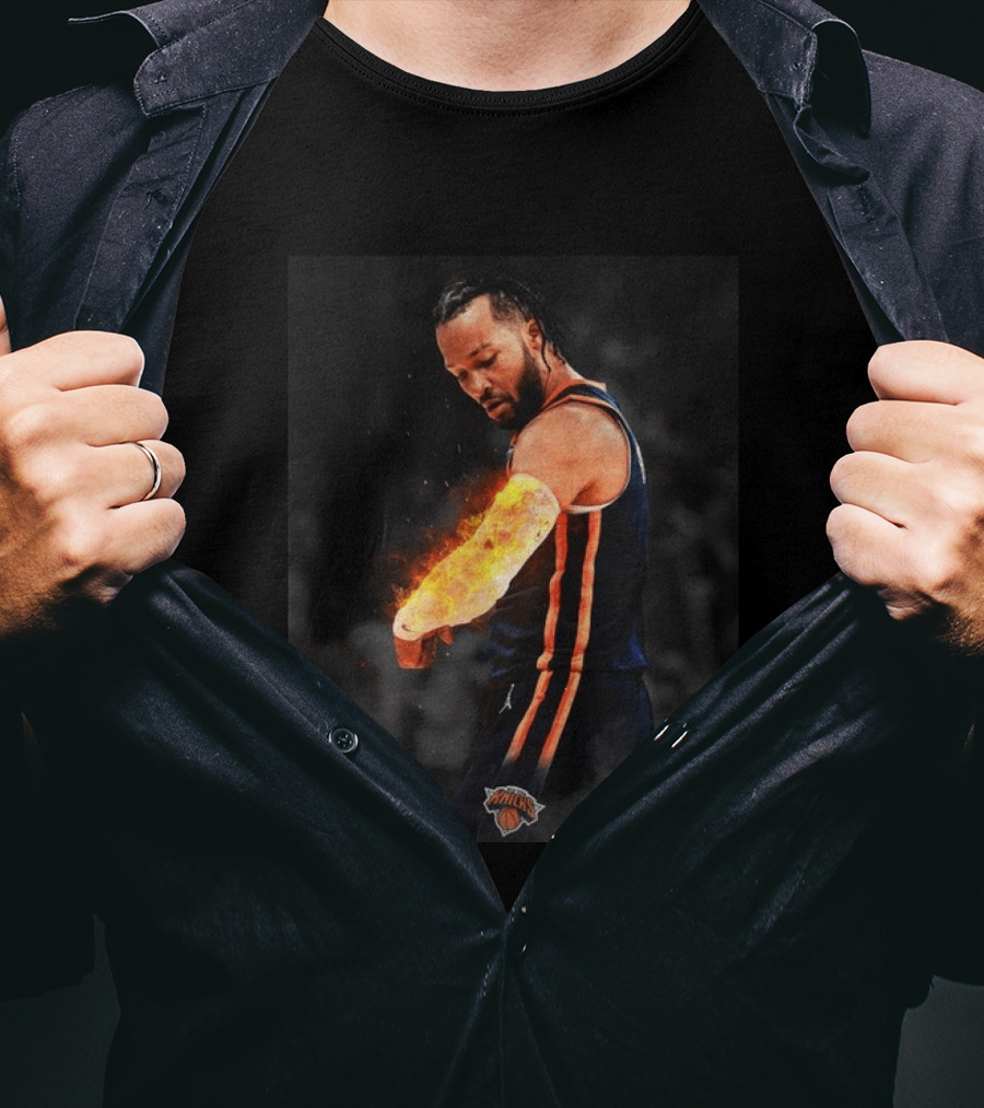 Happy International Lefthanders Day Jalen Brunson Knicks Player Flaming Arm T-Shirt