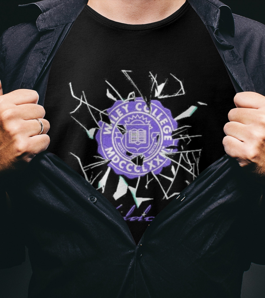 Wiley College Wildcats Seal Shattered Glass MDCCCXLII T-Shirt