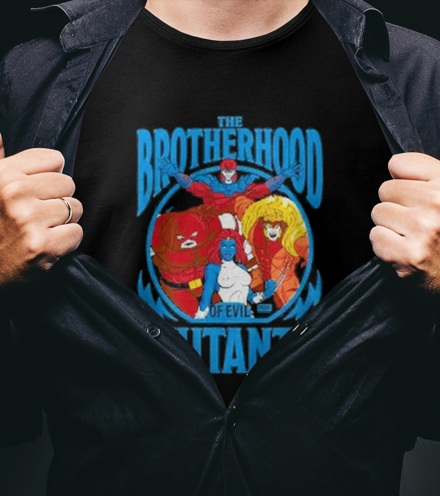X Men Brotherhood Of Evil Mutants Cropped Mystique Sabretooth Blob T-Shirt
