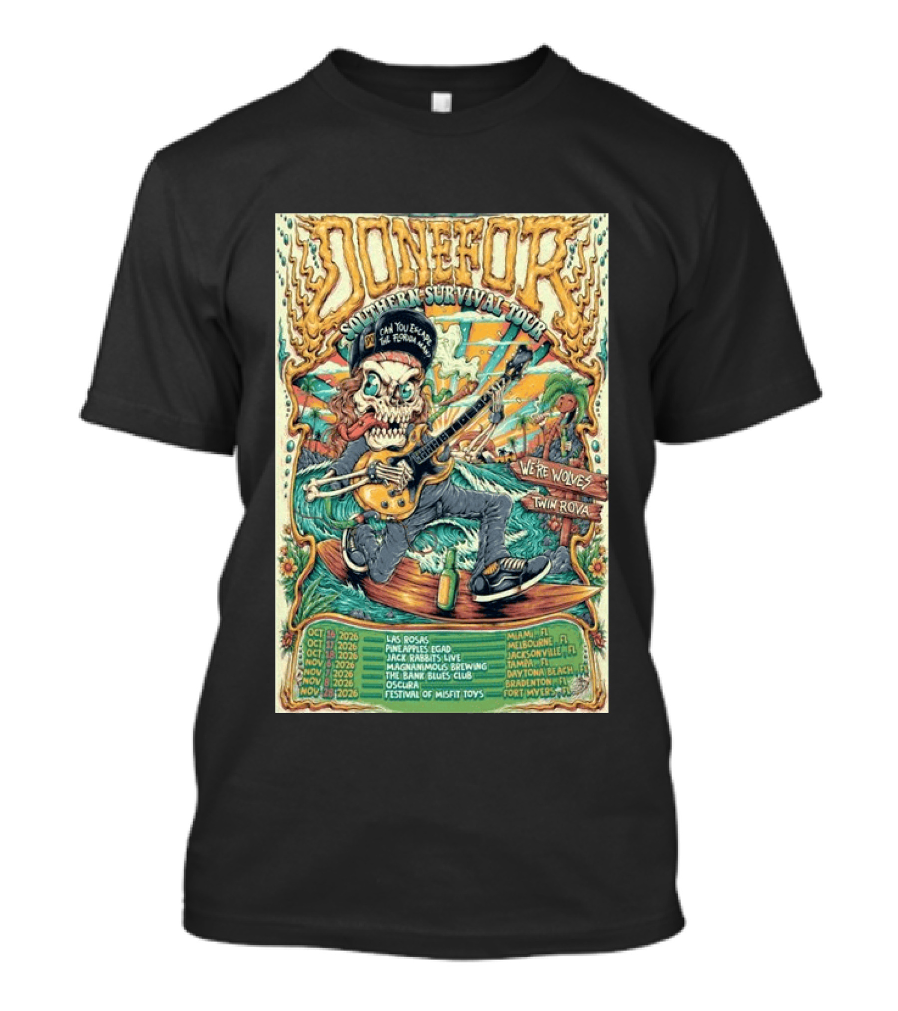 DONEFOR Southern Survival Tour 2026 Miami Jacksonville Daytona Beach Events T-Shirt