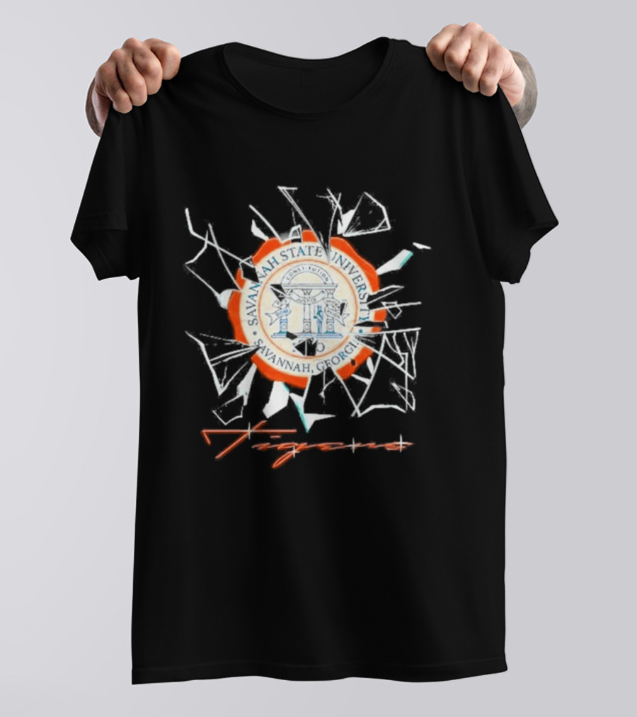 Savannah State University Seal Tigers Shattered Glass T-Shirt