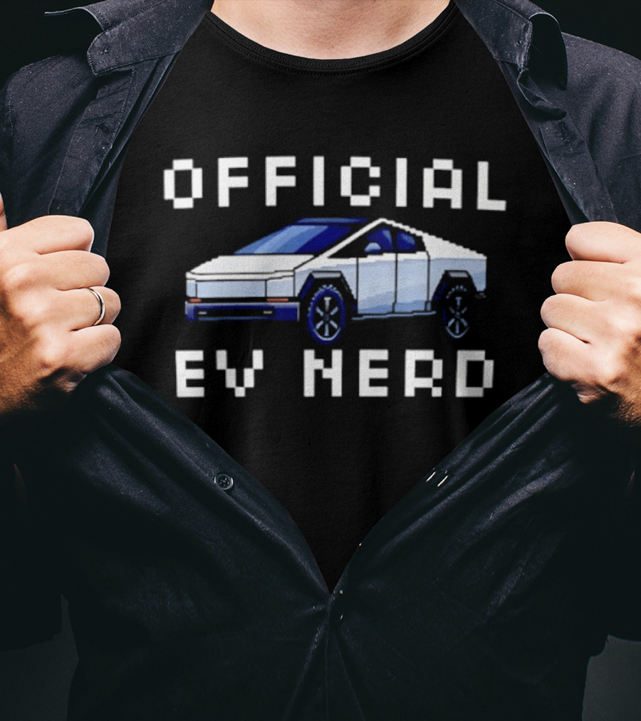 Official Ev Nerd Cybertruck Pixel Tesla T-Shirt