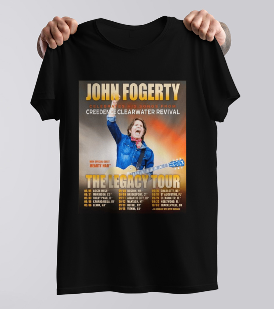 John Fogerty Celebrates His Songs From Creedence Clearwater Revival The Legacy Tour With Hearty Har Dates And Locations T-Shirt