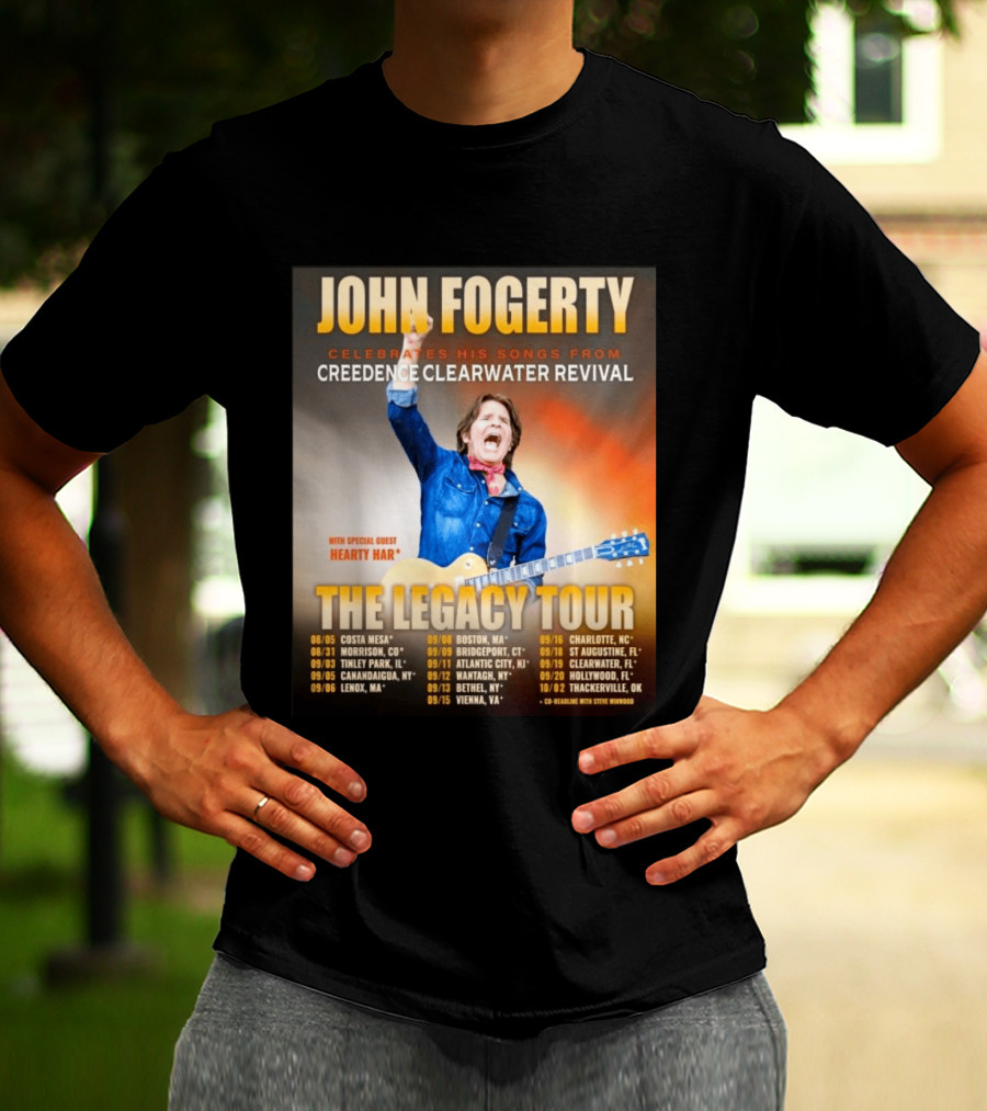 John Fogerty Celebrates His Songs From Creedence Clearwater Revival The Legacy Tour With Hearty Har Dates And Locations T-Shirt