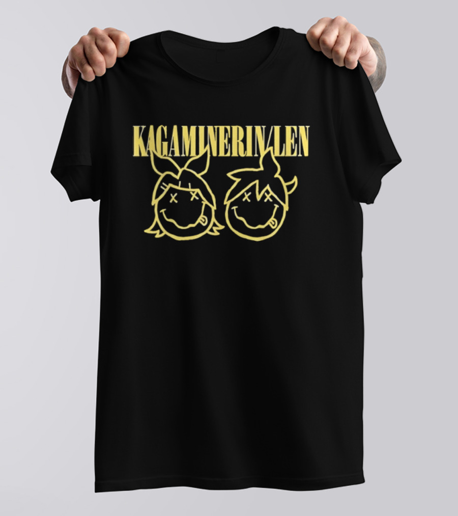 Kagamine Rin Len Smiley Face Vocaloid Icons Yellow T-Shirt