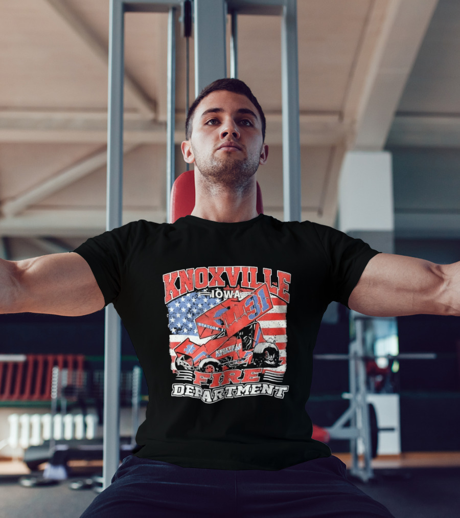 Knoxville Iowa Fire Department Station 31 Sprint Car American Flag T-Shirt