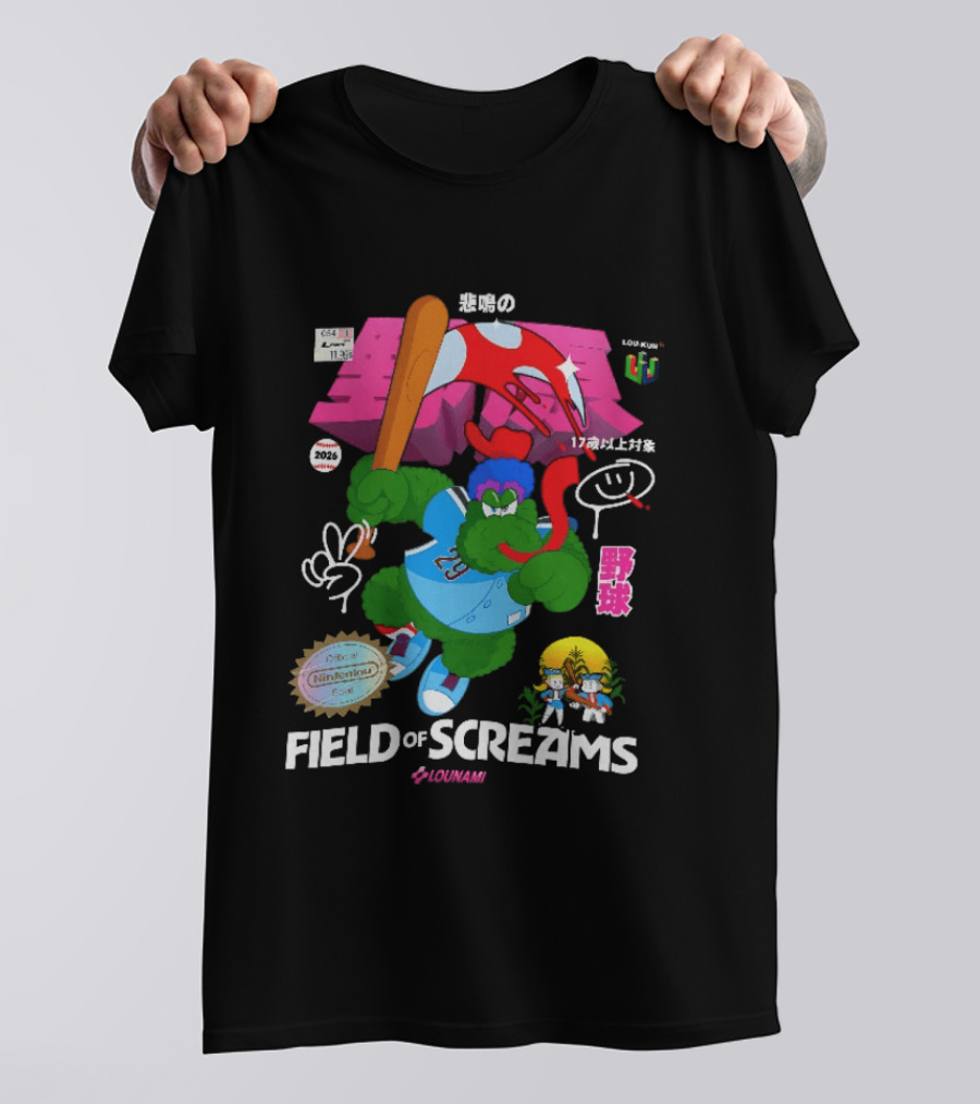 Field Of Screams Baseball 2026 Nintenlou Seal Lounami 17 T-Shirt