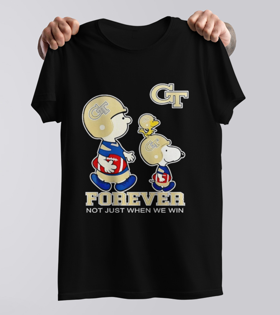 Snoopy Woodstock Charlie Brown Georgia Tech Yellow Jackets Forever Not Just When We Win T-Shirt