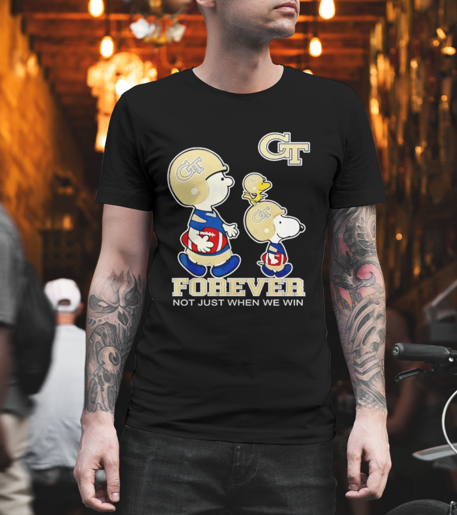 Snoopy Woodstock Charlie Brown Georgia Tech Yellow Jackets Forever Not Just When We Win T-Shirt
