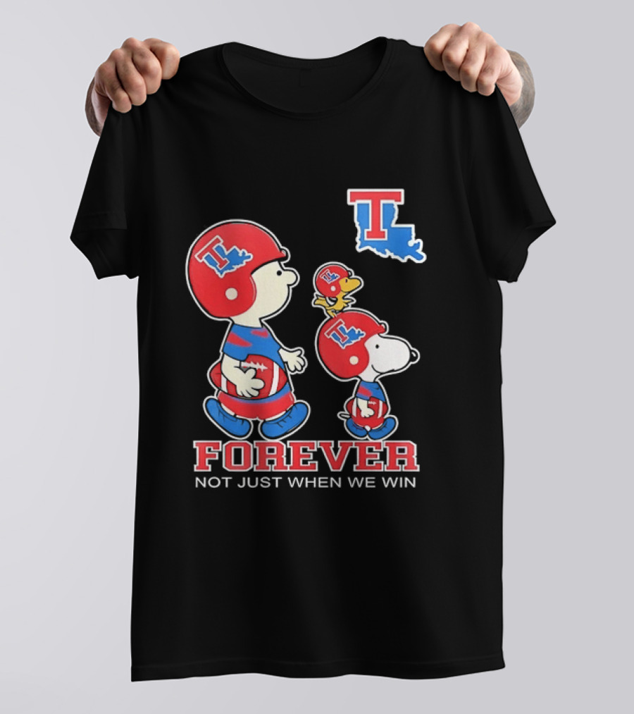 Charlie Brown Snoopy Woodstock Louisiana Tech Bulldogs Forever Not Just When We Win T-Shirt