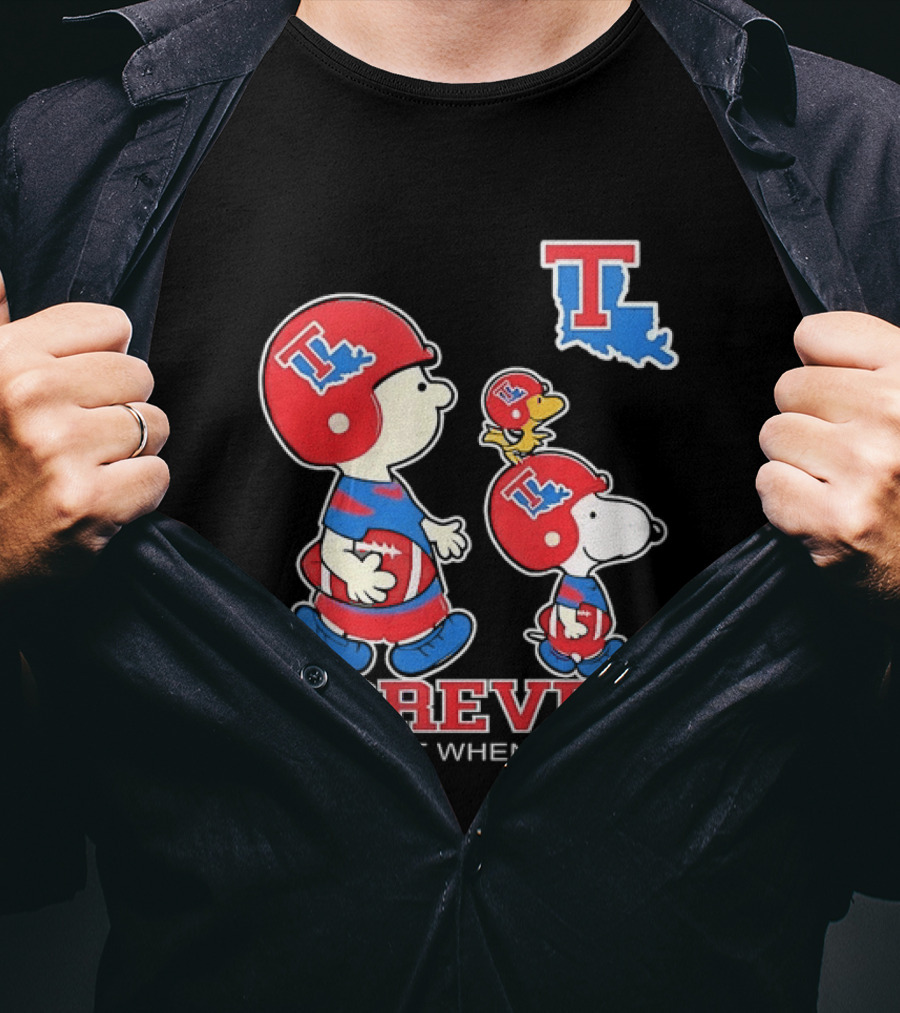 Charlie Brown Snoopy Woodstock Louisiana Tech Bulldogs Forever Not Just When We Win T-Shirt