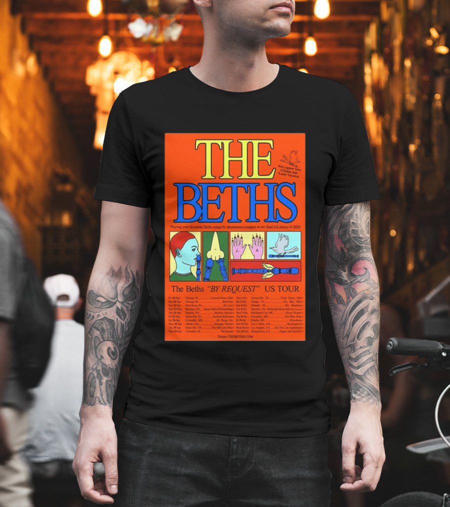 The Beths By Request US Tour 2026 Final Shows With Hands And Musical Notes T-Shirt