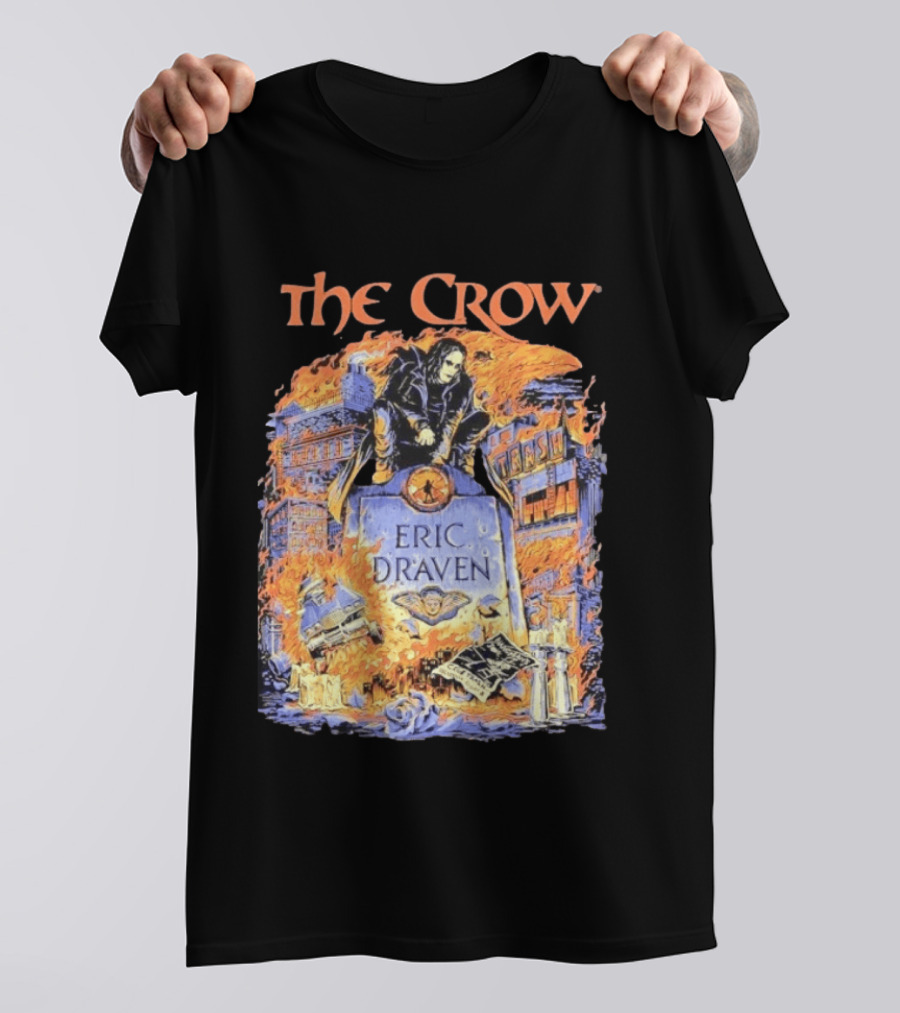 The Crow Eric Draven Devil's Night Trash City Buildings Flames T-Shirt