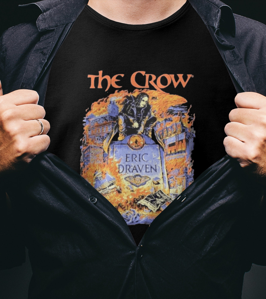 The Crow Eric Draven Devil's Night Trash City Buildings Flames T-Shirt
