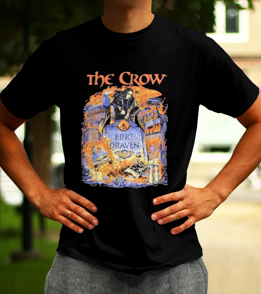 The Crow Eric Draven Devil's Night Trash City Buildings Flames T-Shirt