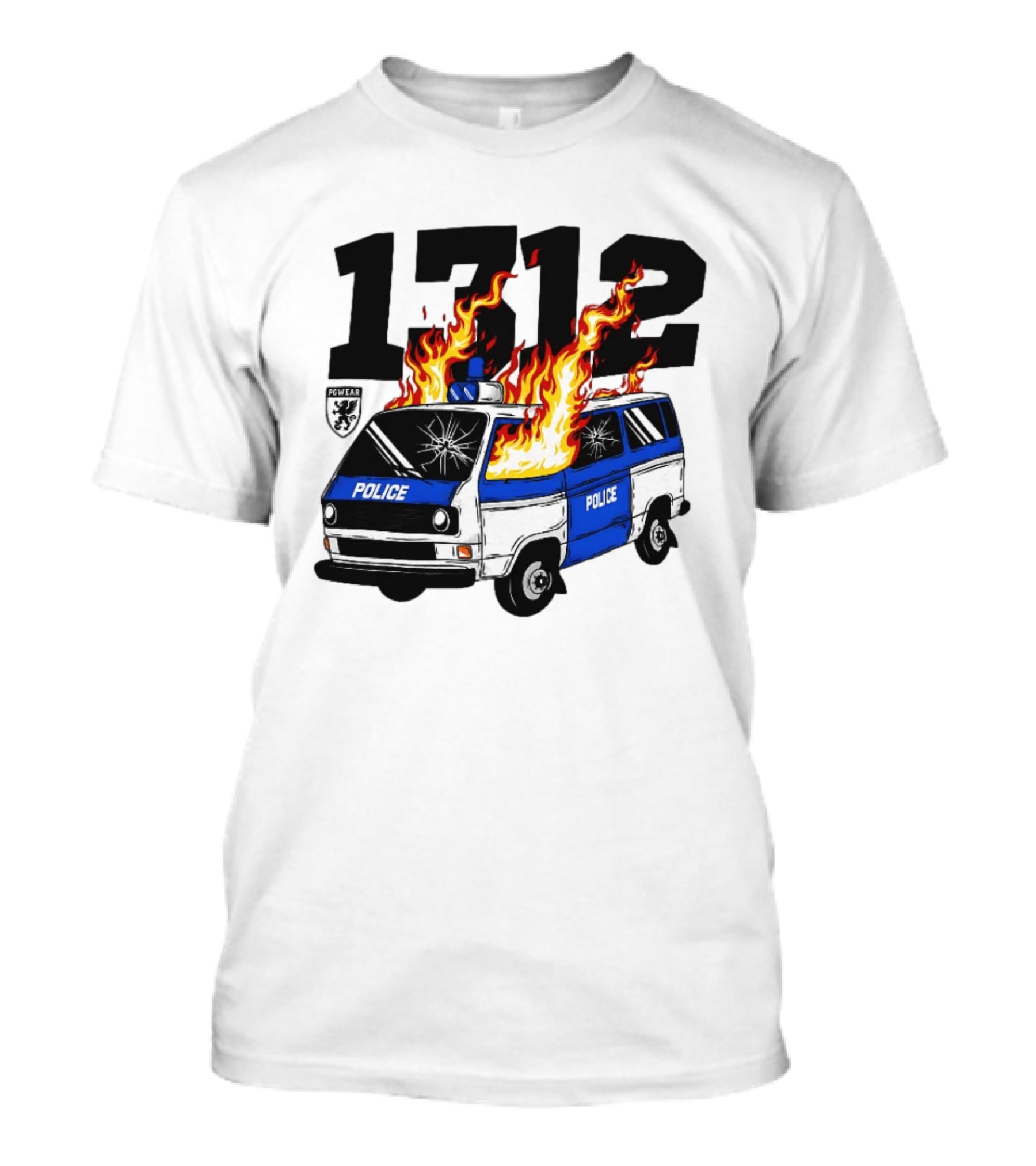 1312 Burning Police Van PGwear Anti Police T-Shirt