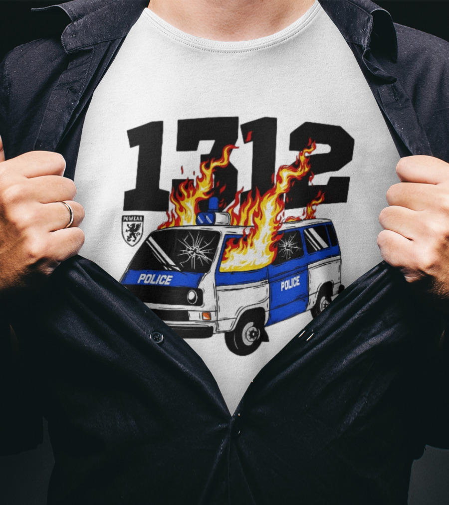 1312 Burning Police Van PGwear Anti Police T-Shirt
