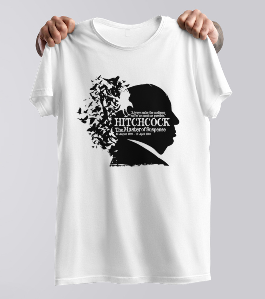 Alfred Hitchcock The Master Of Suspense Silhouette Birds 1899 1980 T-Shirt