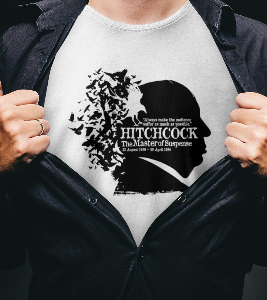 Alfred Hitchcock The Master Of Suspense Silhouette Birds 1899 1980 T-Shirt