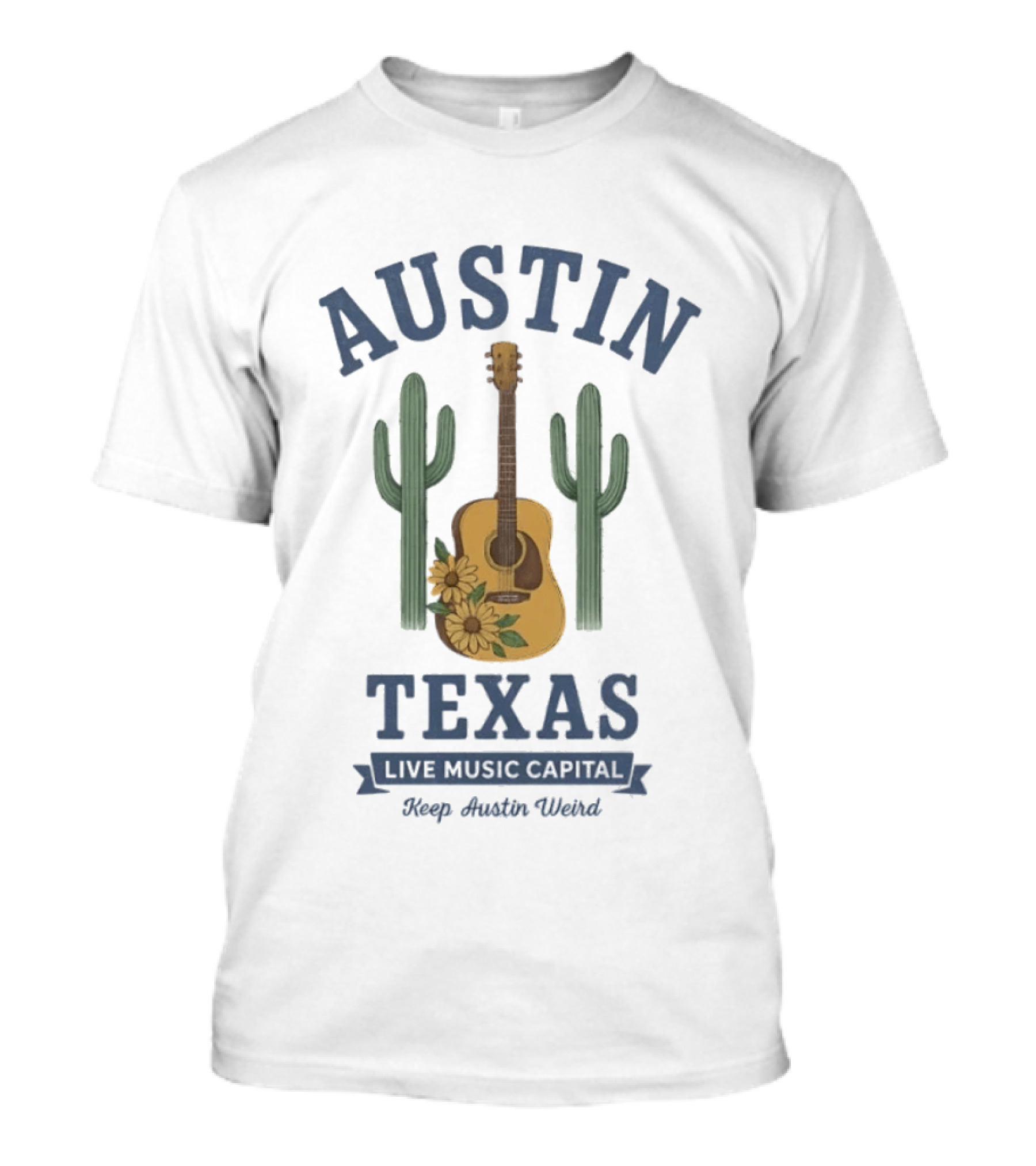 Austin Texas Live Music Capital Guitar Cactus Keep Austin Weird T-Shirt